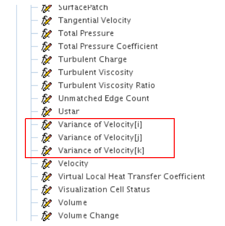 Field functions for the variance of the velocity components