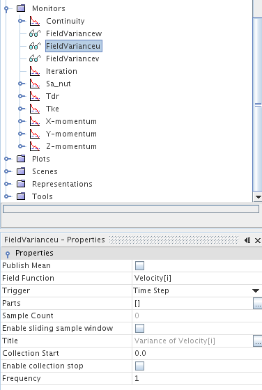 Monitor for field variance of velocity component