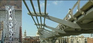 Figure 3: The Millennium Bridge in London experienced vibration from pedestrian traffic when if first opened in June 2000.