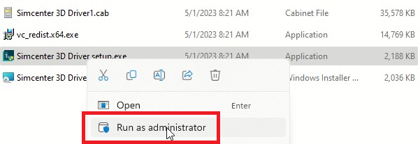 Running the driver setup as administrator