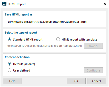 HTML Report window