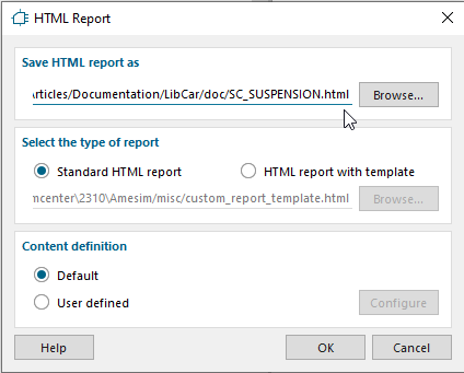 HTML report window of supercomponent