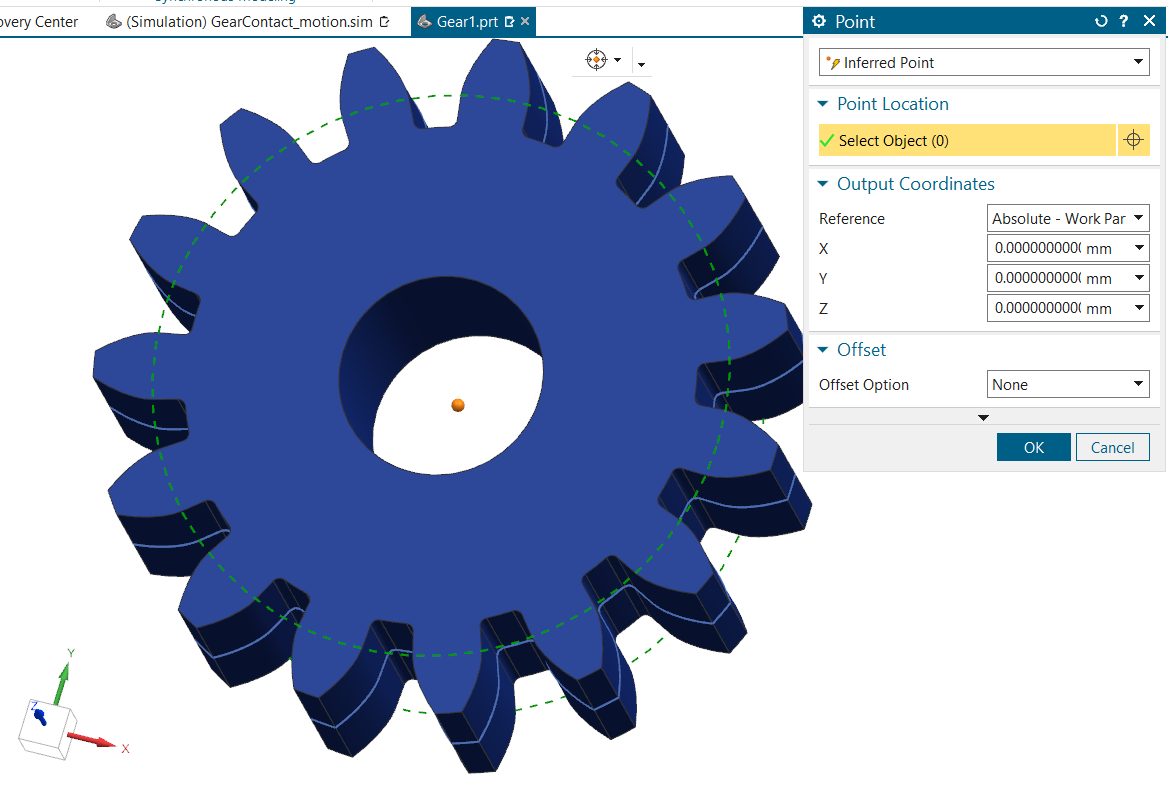 A blue gear with a hole in the center  Description automatically generated