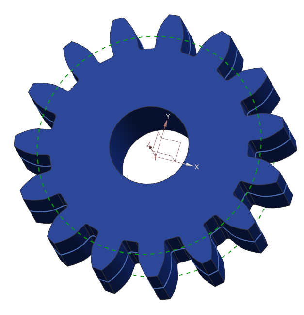 A blue gear with a hole in the center  Description automatically generated
