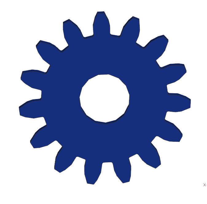 A blue gear with a white center  Description automatically generated