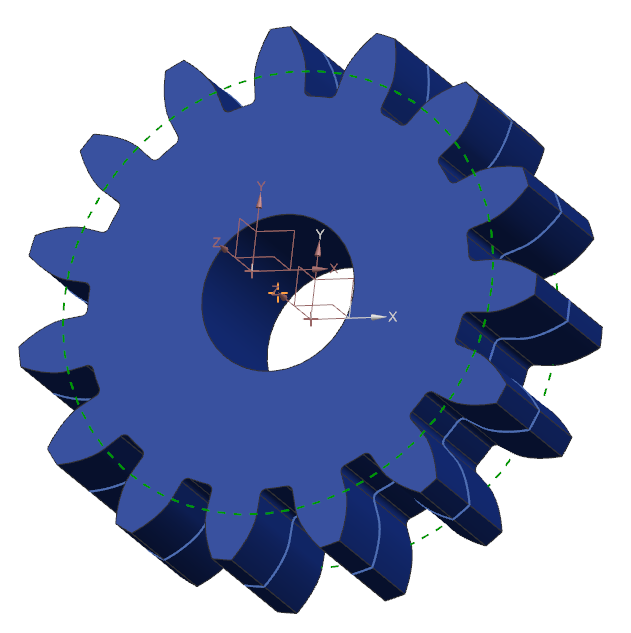 A blue gear with a hole in the center  Description automatically generated