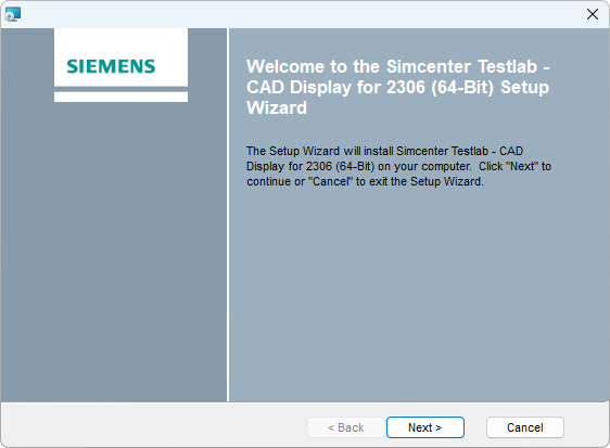 The startup page of the CAD Display installation wizard