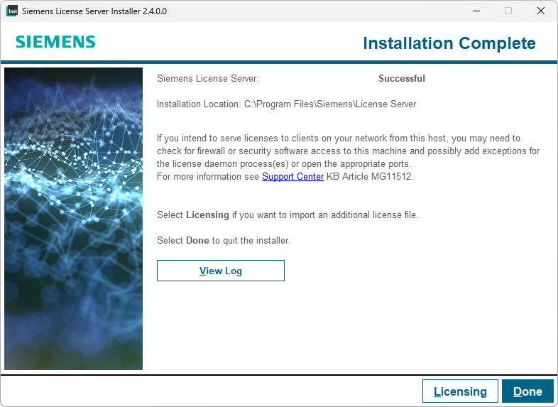 Siemens License Server - installed