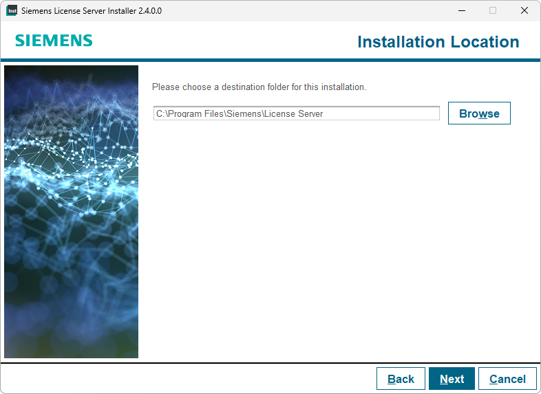 Siemens License Server installation location