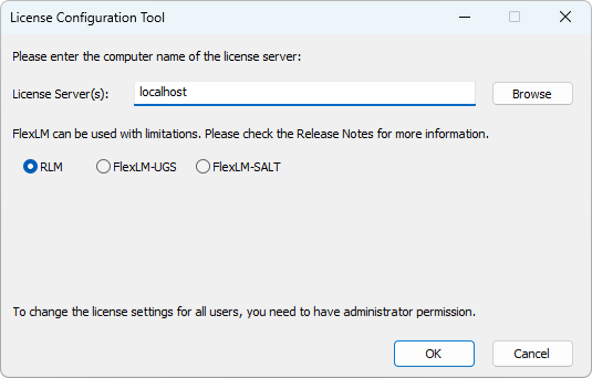 License Configuration Tool without CAD Display