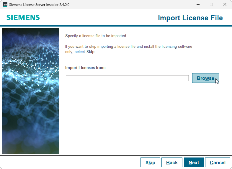 Selecting license file