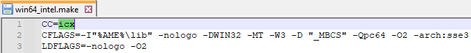 Adapting the win64_intel.make file