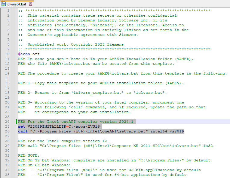 Adapting content of iclvars64.bat file