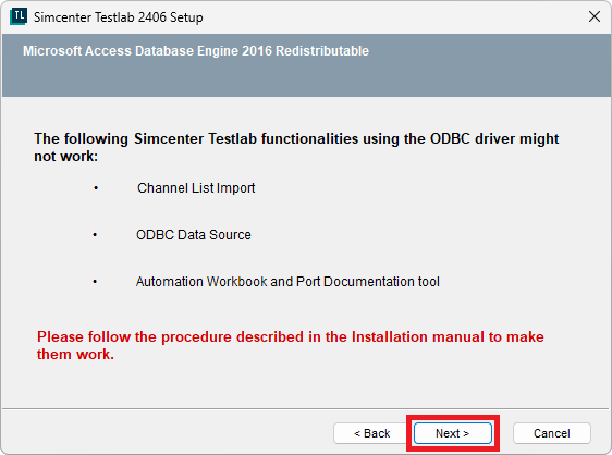 Simcenter Testlab features that require the 64-bit ODBC driver