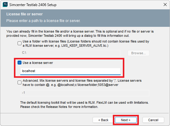 Selecting the Licensing Server