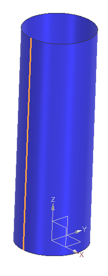 A blue can with orange linesDescription automatically generated